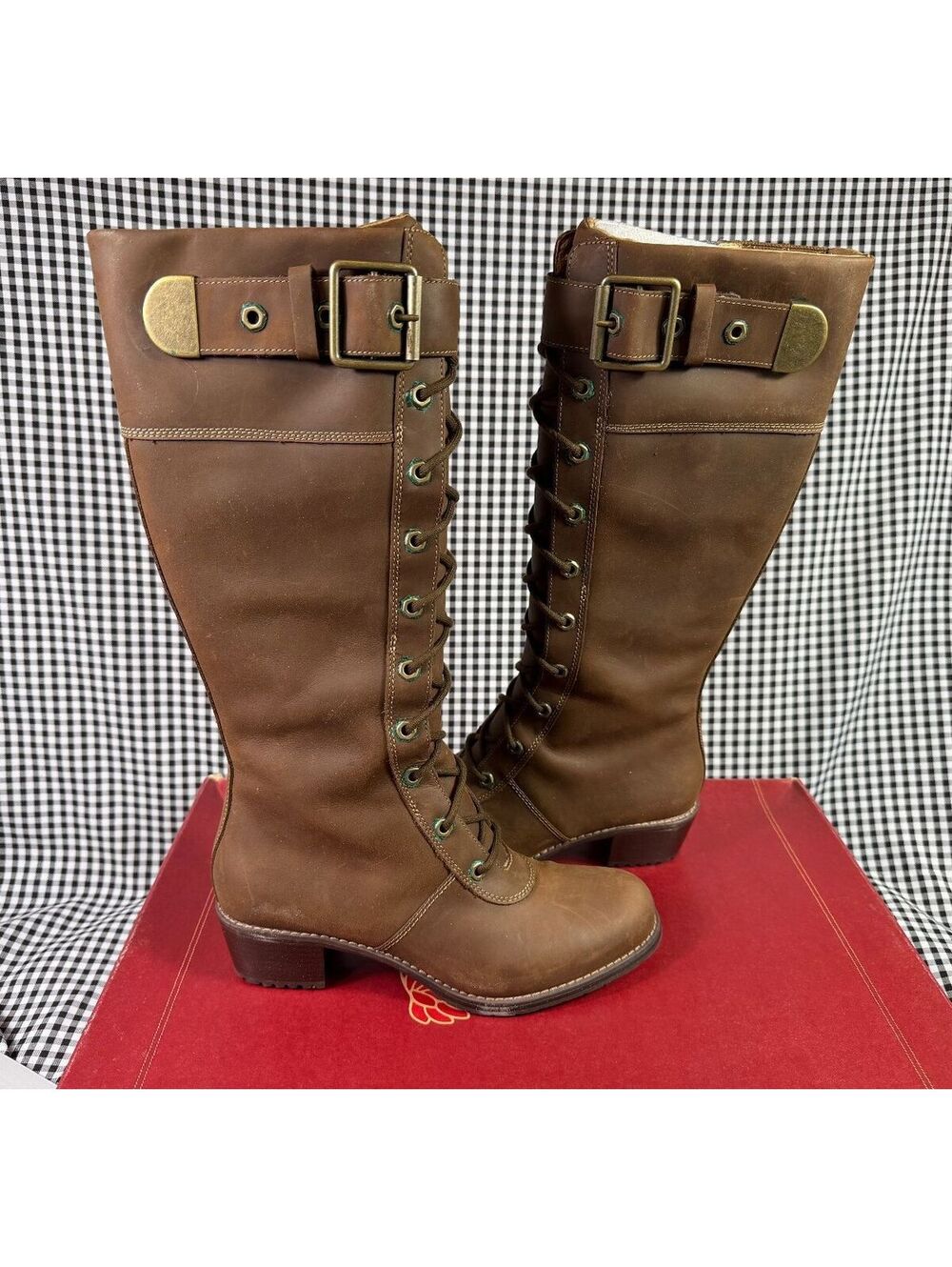 Red Wing Loretto 4340 Gaucho Leather Tall Lace Up Boots Women 8.5 Brown Rare